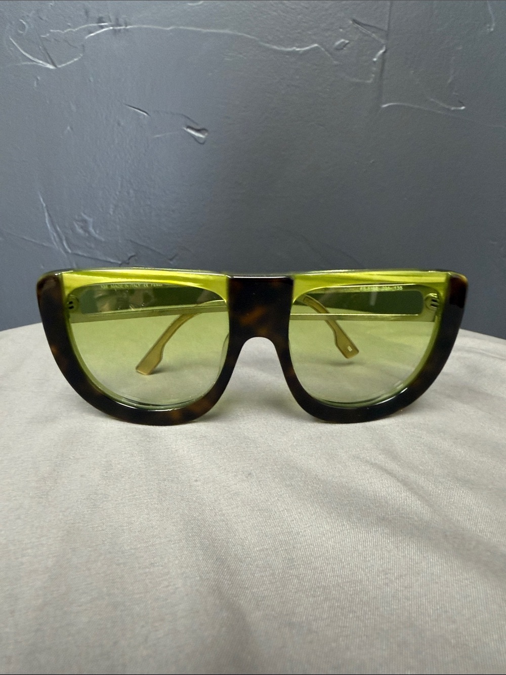 Fendi Tortoiseshell Frame Sunglasses with Lime Green Lenses